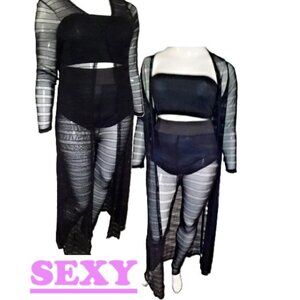 New Plus Size Sexy Outfit! Pants Top & Bra Set XL Black,Gothic, Sexy